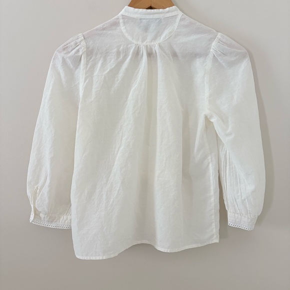 See by Chloé Ivory Ruffled Bib Blouse Cotton Silk Romantic Top Size 38 (US 2) - Picture 8 of 11